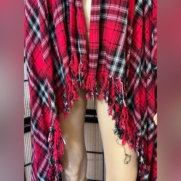 𝅺KRACY Kat Plaid/Fringe Open Cardigan. NWT Size Small. - Picture 6 of 13